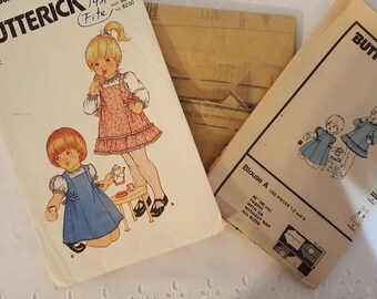 Butterick 3527 Toddlers Jumper Side Ties and Blouse Size 2 Vintage Pattern Cut Sewing Pattern GRTODPAT