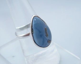 Blue Opal Ring, Handmade Ring, Blue Peruvian Opal Ring, Natural Gemstone Ring