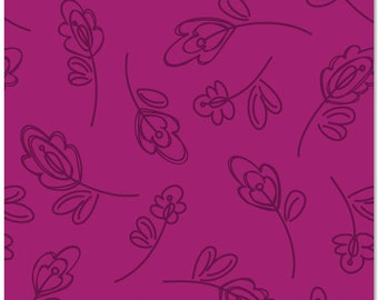 SALE Daisy Janie New Leaf Raspberry Floret Organic Cotton fabric
