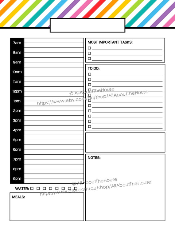 Daily Planner Day Planner Printable Day To A Page Half Size