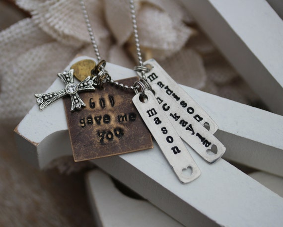 hand stamped necklace personalized charm necklace hand