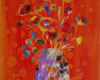 Terracotta Happy - original mixed media painting on canvas