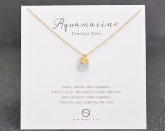 Raw Aquamarine Necklace, Raw Citrine Necklace, Raw Ruby Necklace, Birthstone Necklace, Dainty Raw Crystal, 14K Gold Fill (0500N-AQ,RU,CIT)