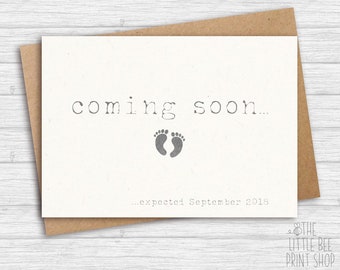 Pregnancy Announcement Card, Coming Soon Card, We're having a baby Card, Single Card