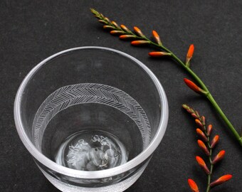 Handmade Drinking Glass with Engraved Chevron Design