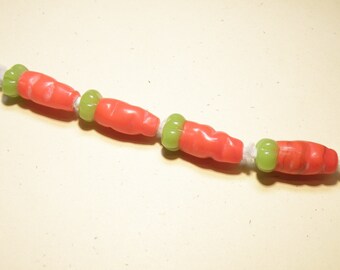 DESTASH -- Six (6) Lampwork Carrot Beads