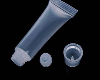5 x Empty Transparent Lip Balm Squeeze Tubes. 10ml Clear Lipstick & Gloss Containers. Create Your Own Cosmetics, Lotions and Make-Up
