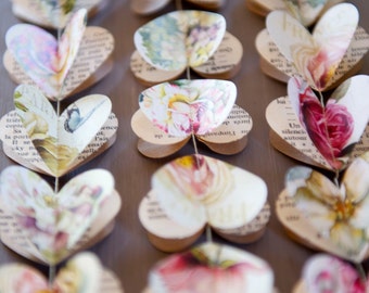 Spring wedding decor, Paper garland, Rustic wedding, Peony, Paper heart garland, Blush Wedding
