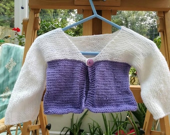 Girls Purple and White cardigan