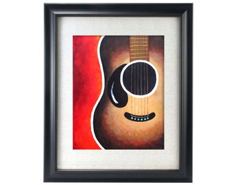 Guitar Art, Smiling Guitar #2 - 8"x10" Wall Art Print, music theme