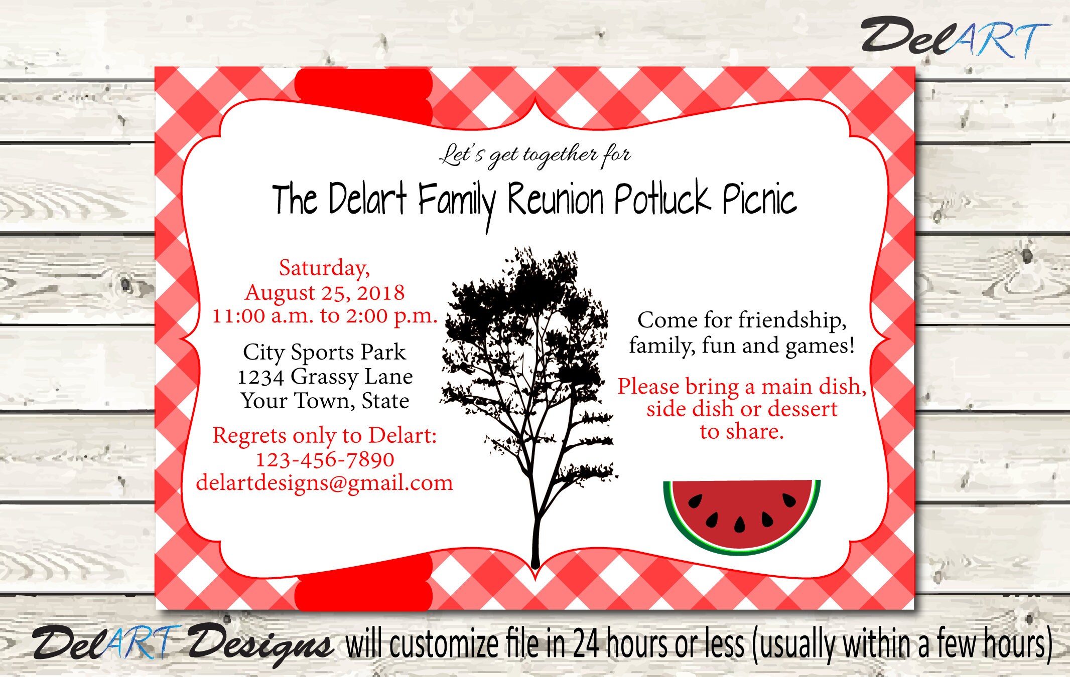 Family Reunion Picnic Invitations Or Save The Date Red