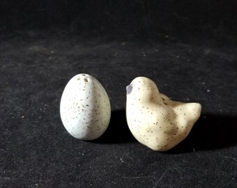 Pottery Chick and Egg Salt & Pepper Shakers