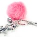Unicorn Keychain, Pom Pom Keychain, Furry Keychain, Fluffy Keychain, Pink Pom Keychain, Car Accessories, Gift for Teen, Unicorn Gift for Her
