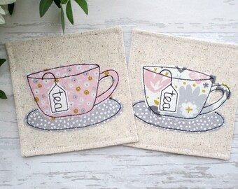 Fabric Coaster Set, Floral Coasters, Tea Coasters, Housewarming Gift, Gift For Her, Valentine's Day Gift, Drink Coasters, Kitchen Decor