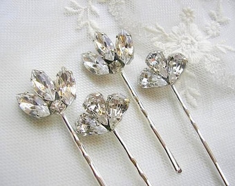 Bridal hair pins, wedding hair accessories, Crystal hair pins, hair jewelry, wedding hairpiece, vintage style,bridesmaid gift,Set of 4 ,