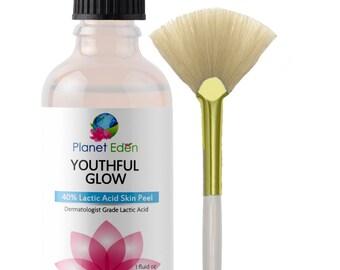 40% Lactic Acid Skin Peel with Fan Brush Professional Strength and Results - For Aging and Sun Damaged SKin