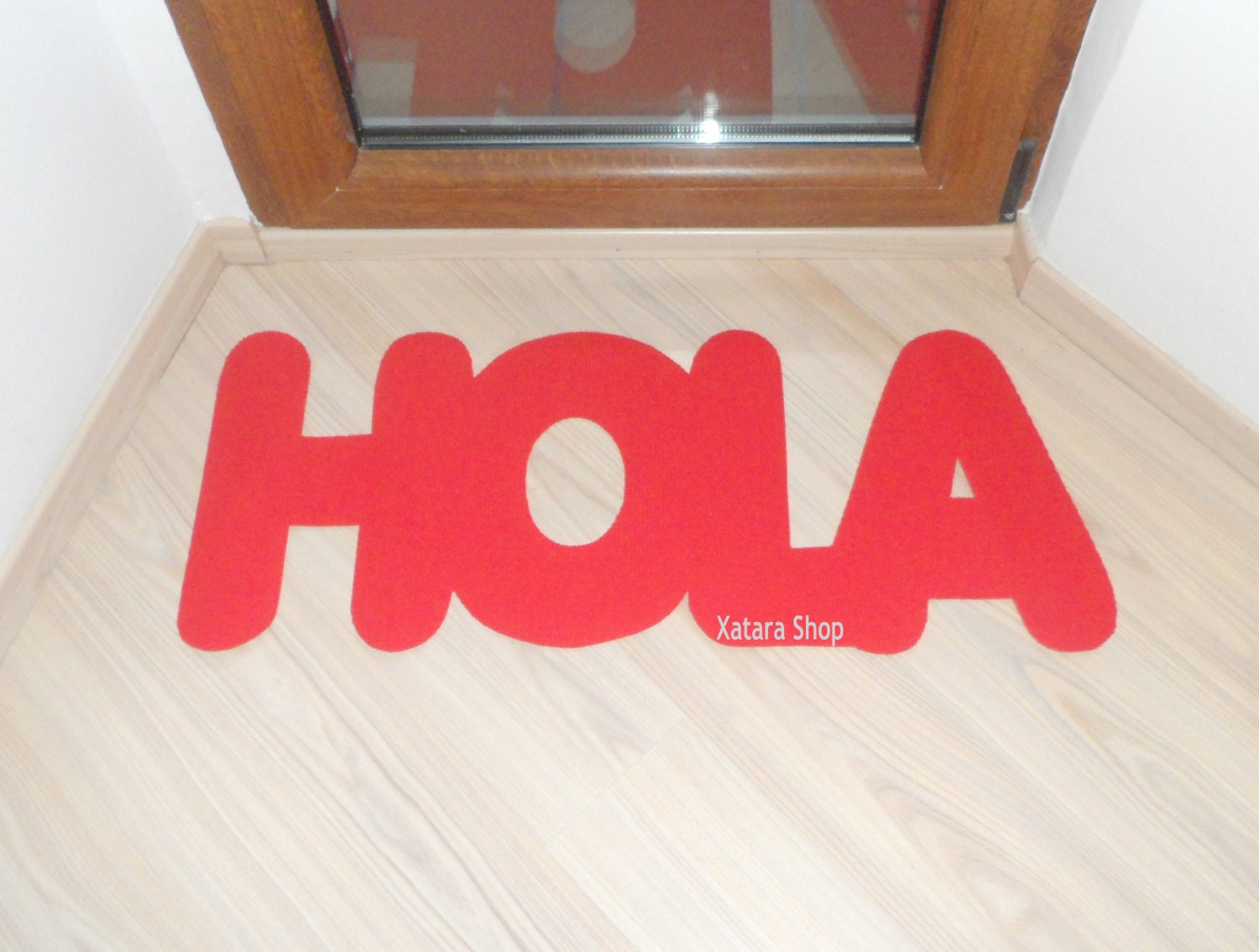 HOLA floor mat. Hello in Spanish. mat. Home decor.