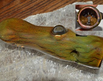Glass Ice Pinch Chillum Pipe in Aurora Honeycomb Roots - Handblown - Discount Seconds