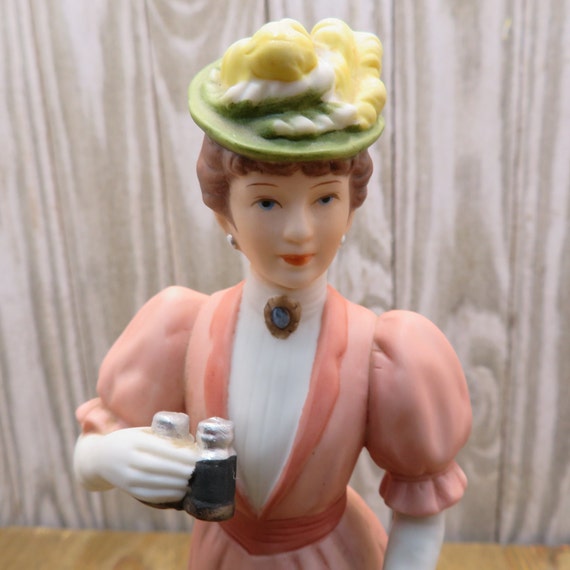 Homco Home Interiors Porcelain Victorian Lady w/ Dog Figurine