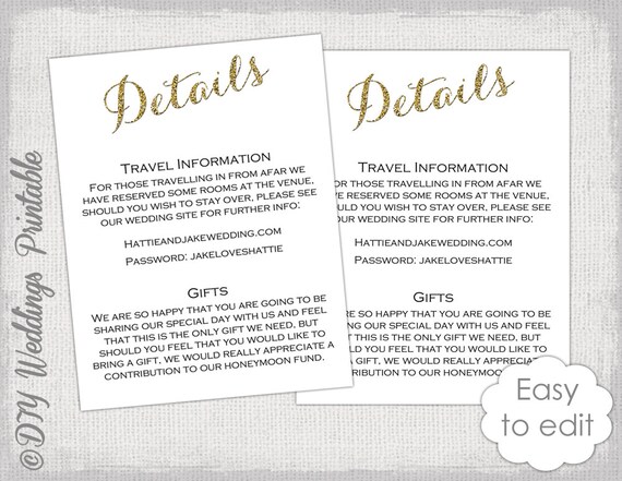wedding hotel information card template wedding enclosure template diy calligraphy gold wedding hotel information card template wedding enclosure template diy calligraphy gold