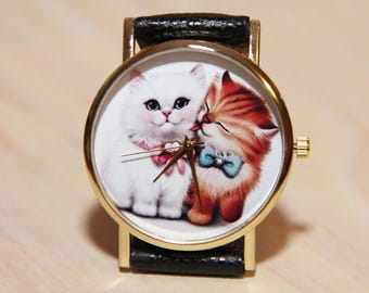 Wrist watch cats, kittens watch , Women's watches, children's watch, watches girls, lovely watch, unique watch, handmade watches
