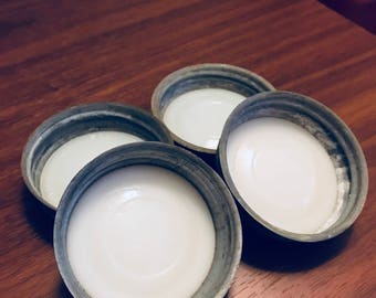 Zinc Lids w Milk Glass Liners for Ball / Canning Jar Lids set of 4