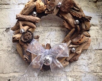 Driftwood wreath, Christmas wooden wreath, driftwood Christmas wreath