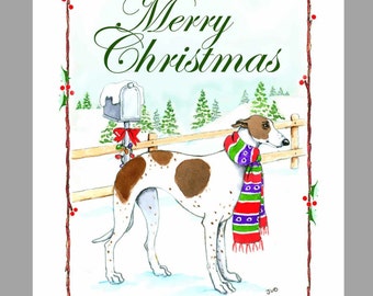 Greyhound Christmas Cards Box of 16 Cards and Envelopes