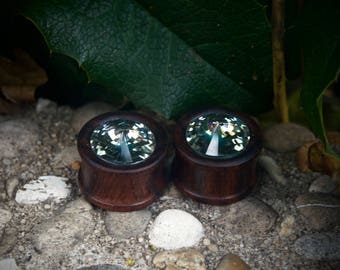 Wooden Crystal Plugs 18mm--unique--