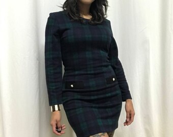 Vintage 80s Marnie West Plaid Dress