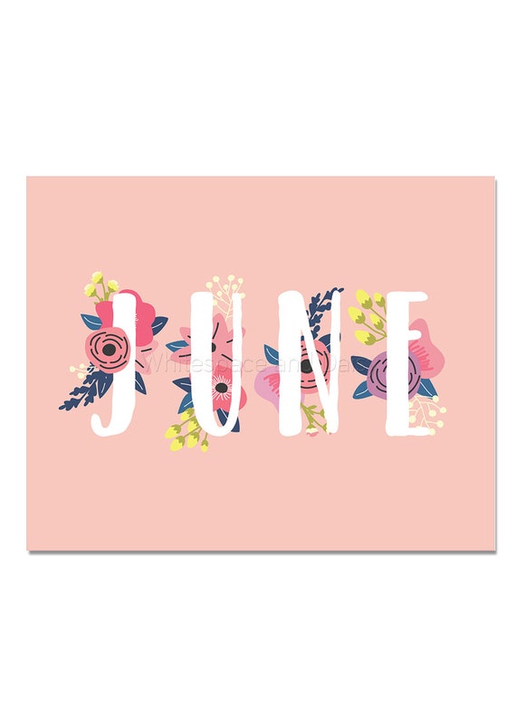 June Baby Name Wall Art June Baby Name Sign June Party