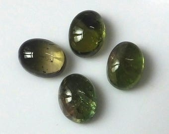 4 Pieces Lot 8X6 MM Oval Shape Natural Bi-Color Tourmaline Cabochon Cut Calibrated Untreated Gemstone Wholesale Lot Bi-Color Tourmaline