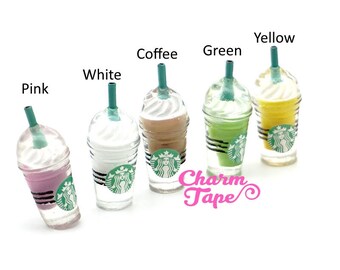 Miniature frappuccino Starbucks cups, set of 2, iced coffee, drinks, accessories accessory for mini garden Logo Bottle Flat back M013