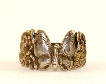 Vintage Butterfly Floral Shape Band Ring 925 Sterling Silver RG 1163