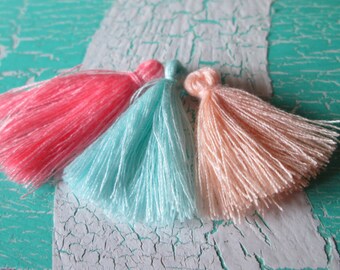 3 trailer * tassels * tassel * cotton * 30 mm * ice blue * salmon * apricot