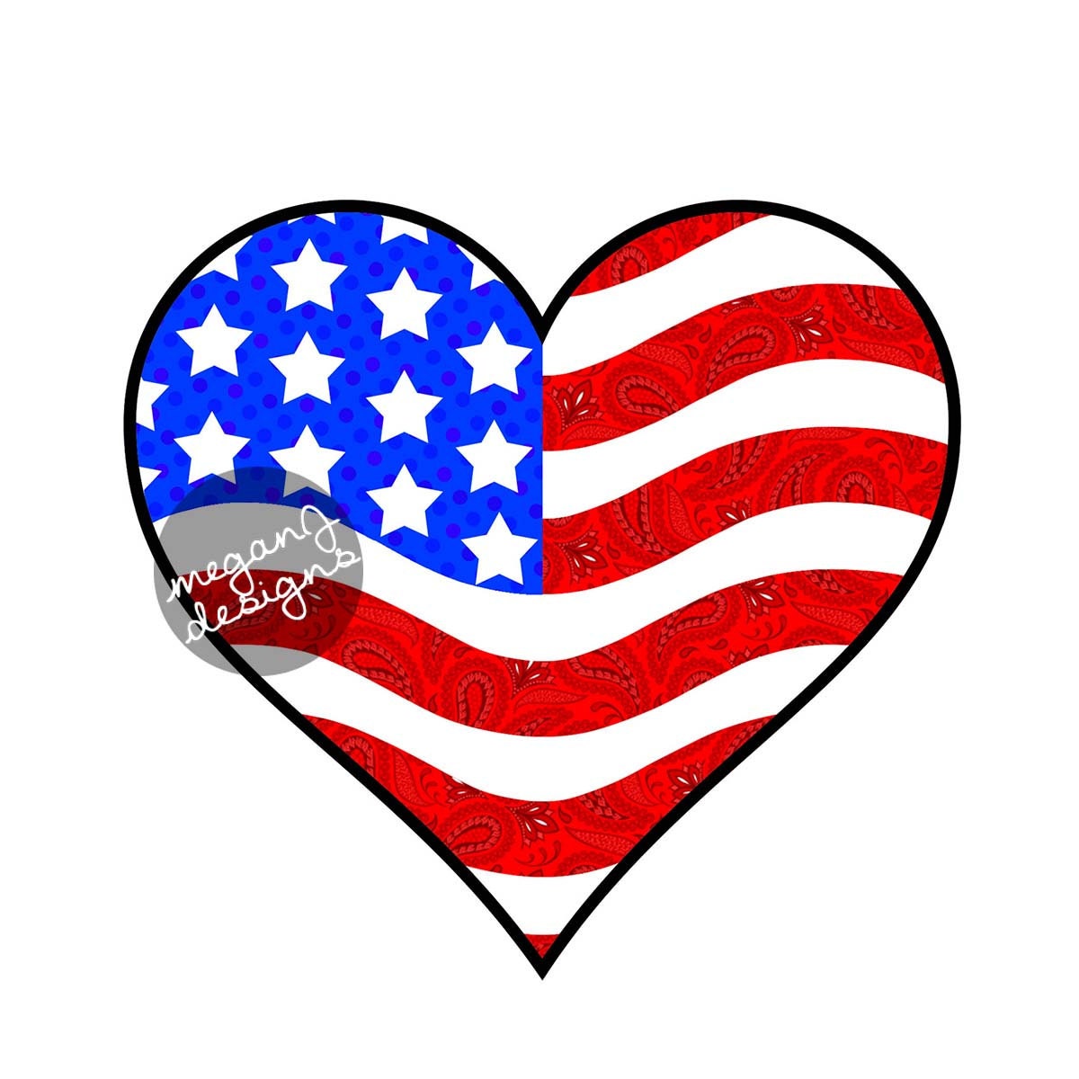 American Flag Heart Car Decal Sticker: Cute Patriotic USA