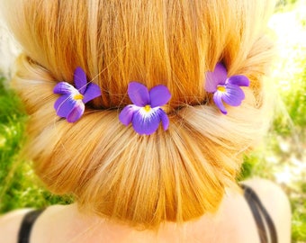 Flower accessories 1 pcs Bridal headpiece Purple Wedding hair pins Bridesmaid hair Bridal hair accessory Violet accessories Wedding flowers