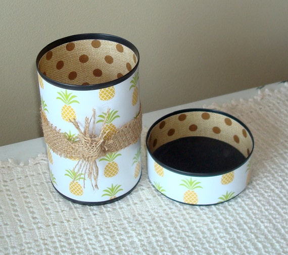 Pineapple Desk Accessories Pineapple Burlap Pencil Holder