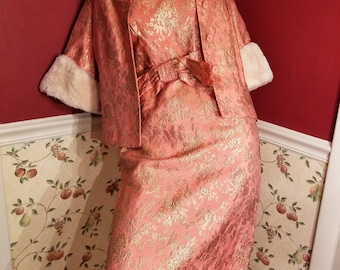 FREE SHIPPING 1950 Brocade Dress Suit