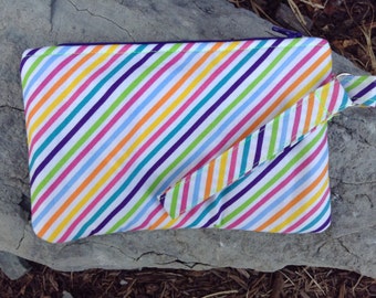 Multicolored Striped Wristlet