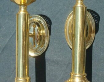 Pair Brass Candle Holders Brass Wall Sconces Vintage Brass Made in India Home Decor Wall Decor Wall Lighting
