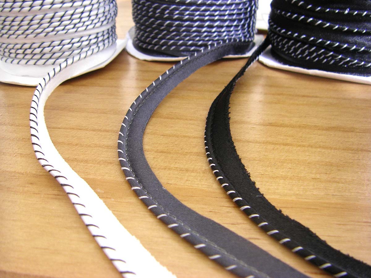 Twocolor Piping cord 3mm Flanged fabric piping stiching on Sateen 3