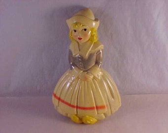 Dutch Girl Painted Plaster Wall Hanging