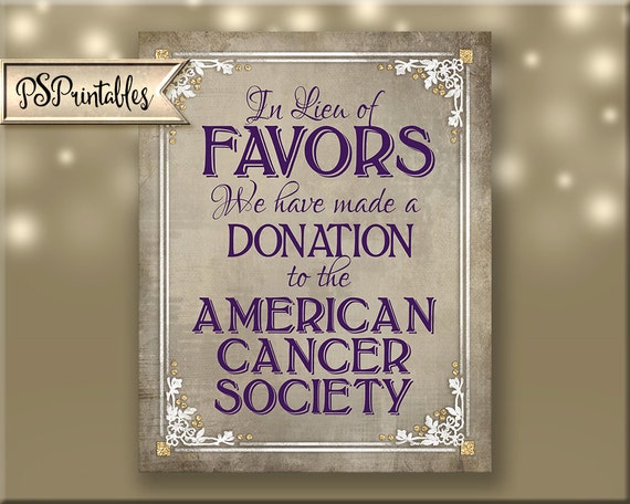 Printable Donation Sign Poster for wedding or party In lieu