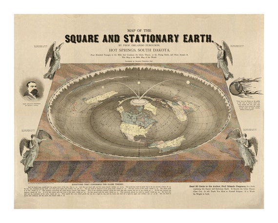 old fashion flat earth map