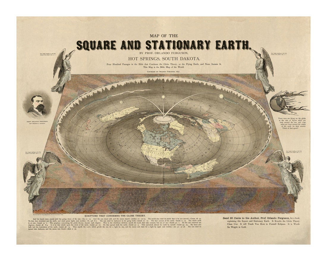 Flat Earth Map Of The Square And Stationary Earth Old Maps