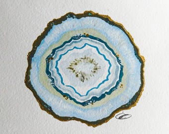Teal Agate Slice Art Print