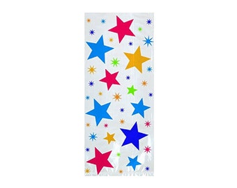 Multi Stars Cellophane Treat Bags - 20 bags - Party Favors - Gift Bags
