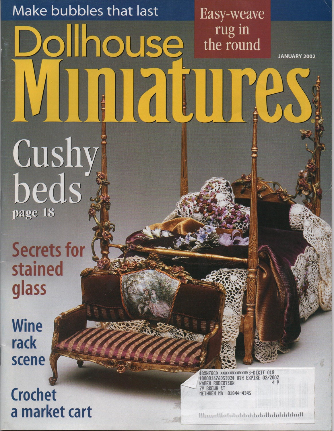 Dollhouse Miniatures Magazine Back Issue January 2002 Cushy
