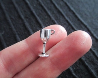 Pack of 10 Goblet Wine Glass Charms Antique Silver 16x8mm Gothic Pendant